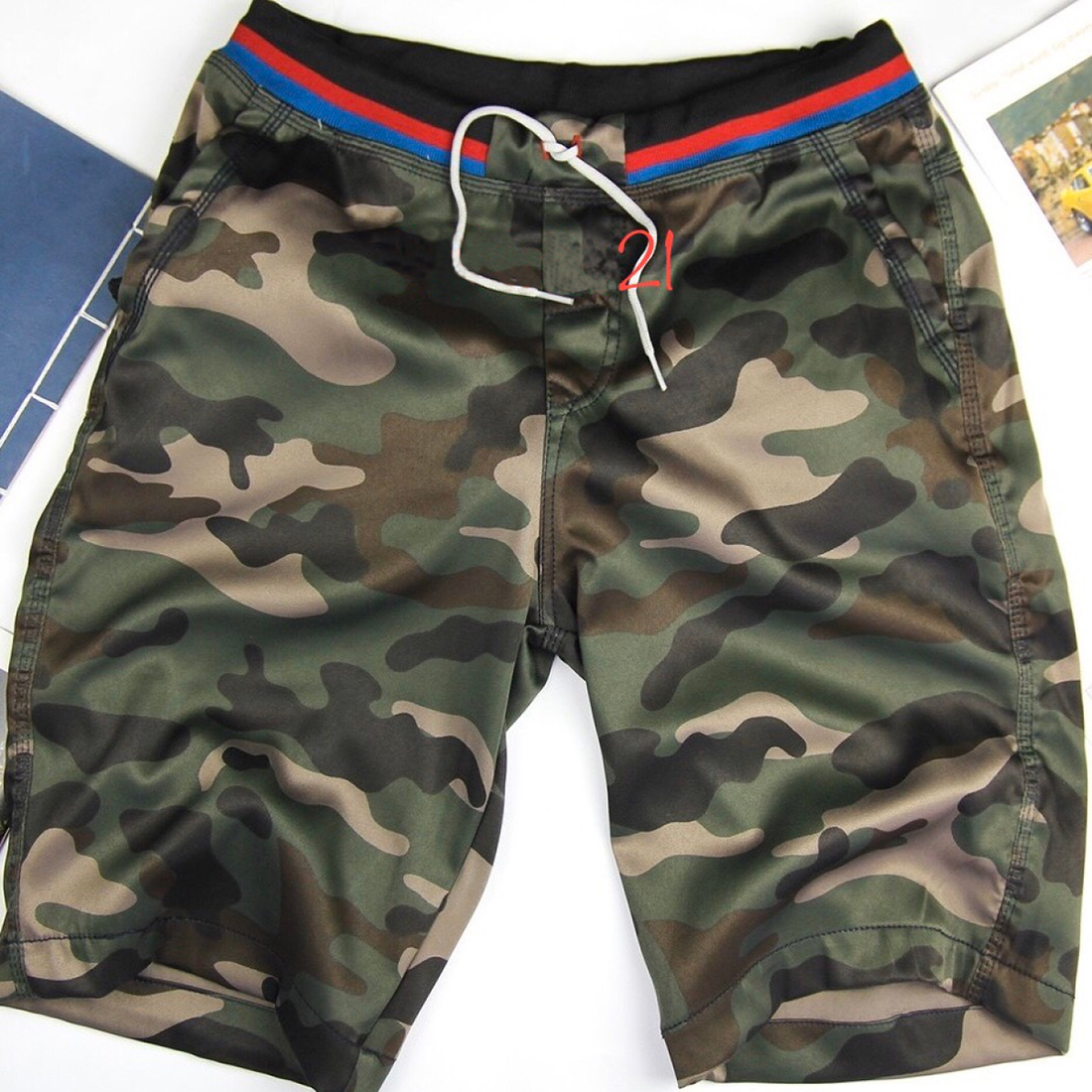 [HCM]QUẦN SHORT KAKI LƯNG THUN CAMO LÍNH
