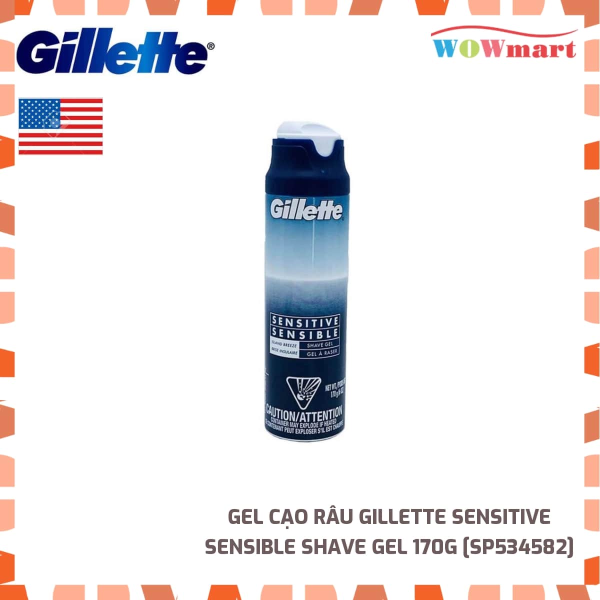 Gel cạo râu Gillette Sensitive Sensible Shave Gel 170g
