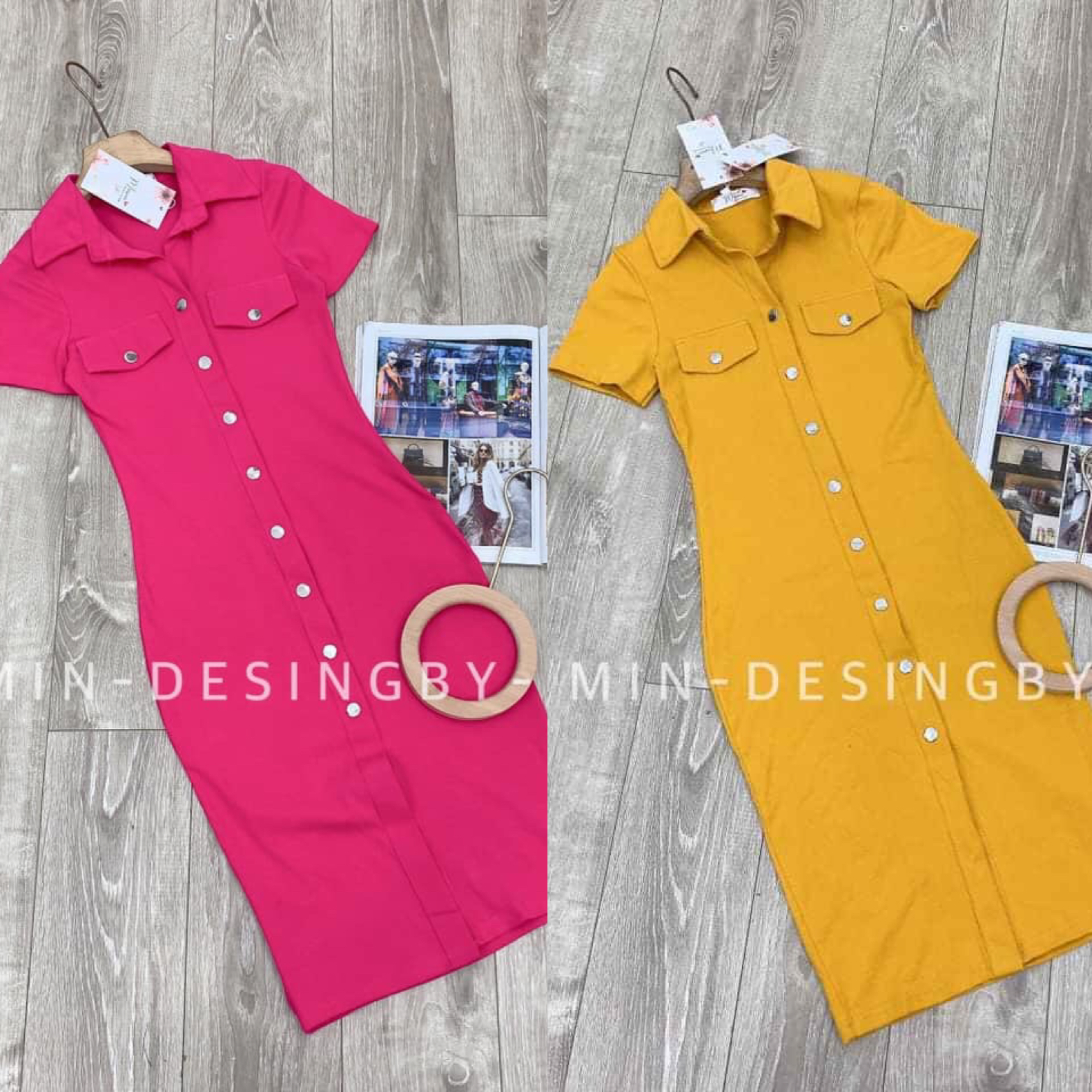 Đầm sơ mi thun cotton hàng QC cao cấp