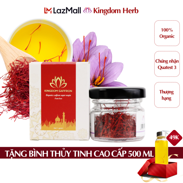 Saffron nhụy hoa nghệ tây Kingdom Herb Iran chính hãng super negin thượng hạng hộp 1 gram nhập khẩu