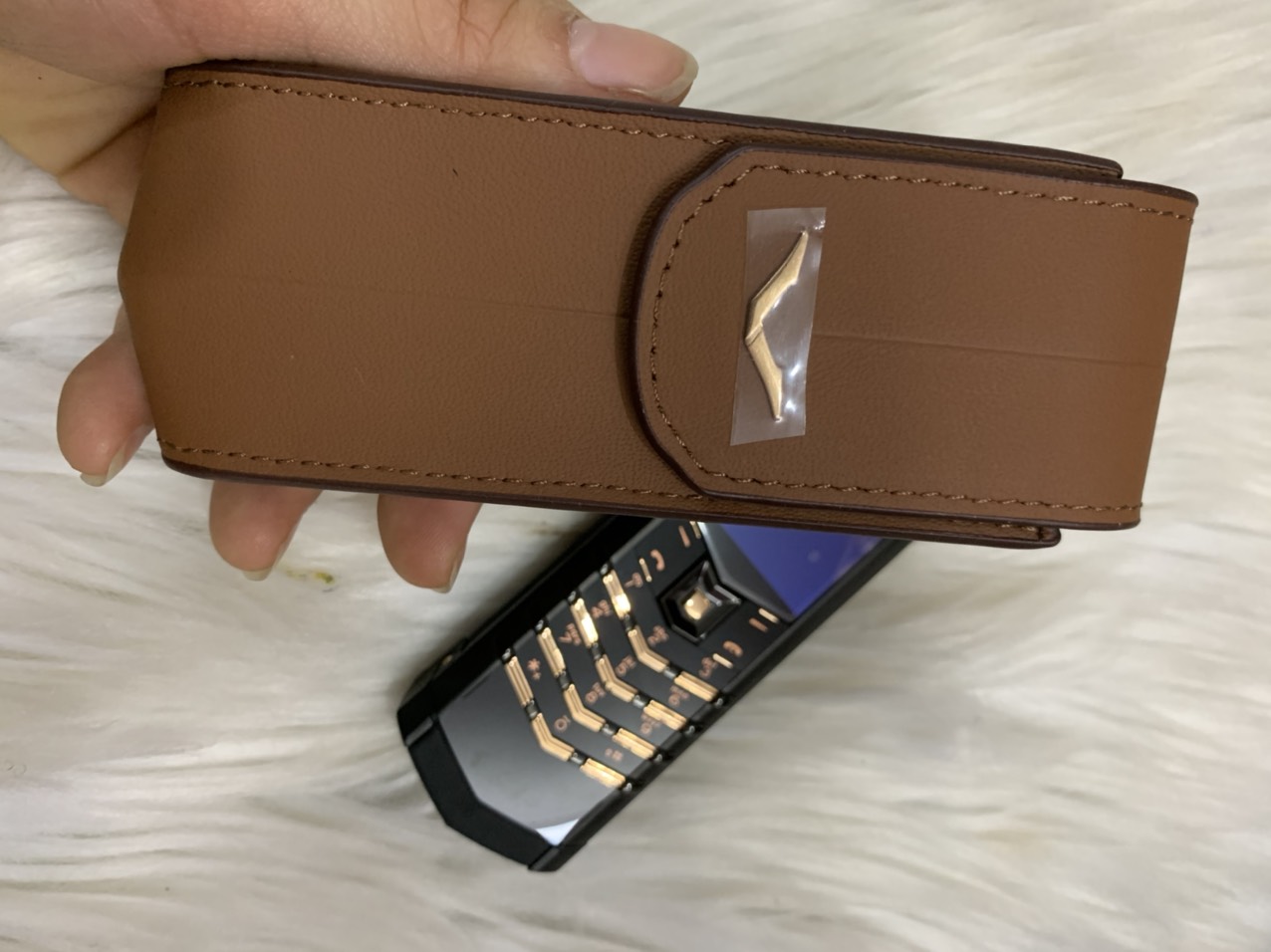⚡[Gía Sốc]Bao Da Nắp Gấp Vertu Singnature S Dập Vân Trơn⚡