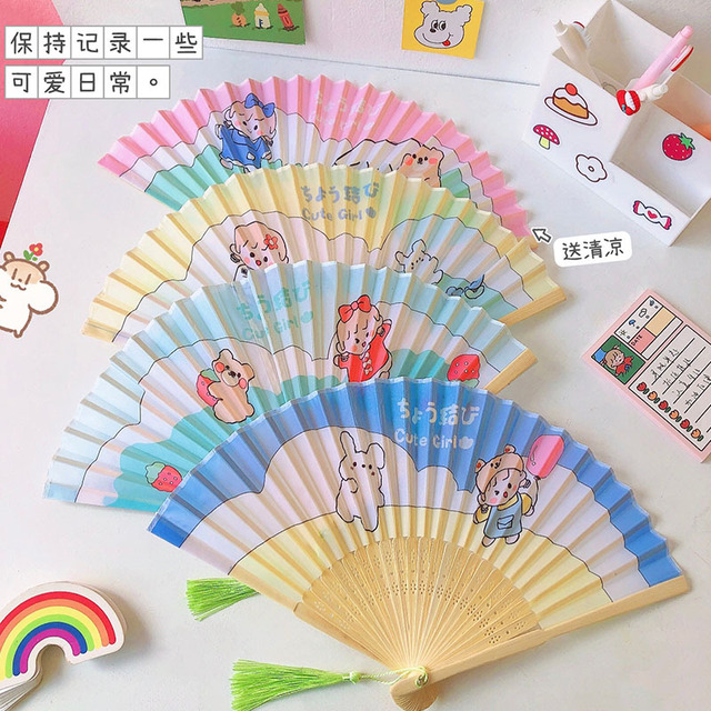 Quạt cầm tay dễ thương chất liệu gỗ lụa SUNNYSTORE