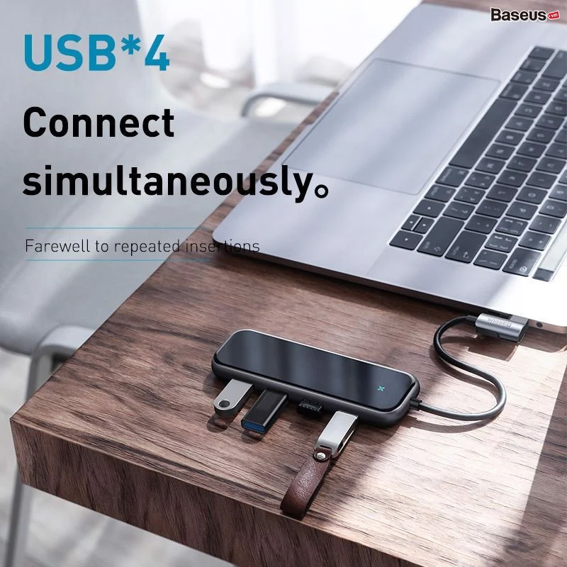 Hub chuyển đổi đa năng Baseus Multi-functional HUB Type-C to 4xUSB 3.0+Type-c PD