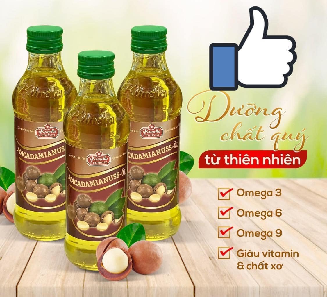 [HCM]Dầu ăn dặm hạt Macca Kunella Đức 100ml