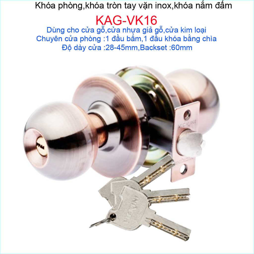 [HCM]Khóa cửa phòng cao cấp khóa tay nắm tròn khóa phòng ngủ Vickini KAG-VK16