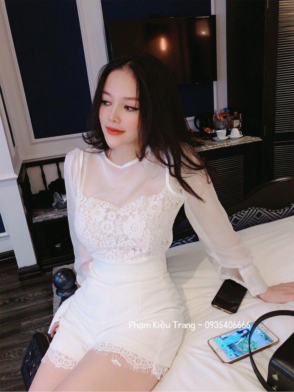 Áo ren lưới tay dài 11231 ( TRẮNG )