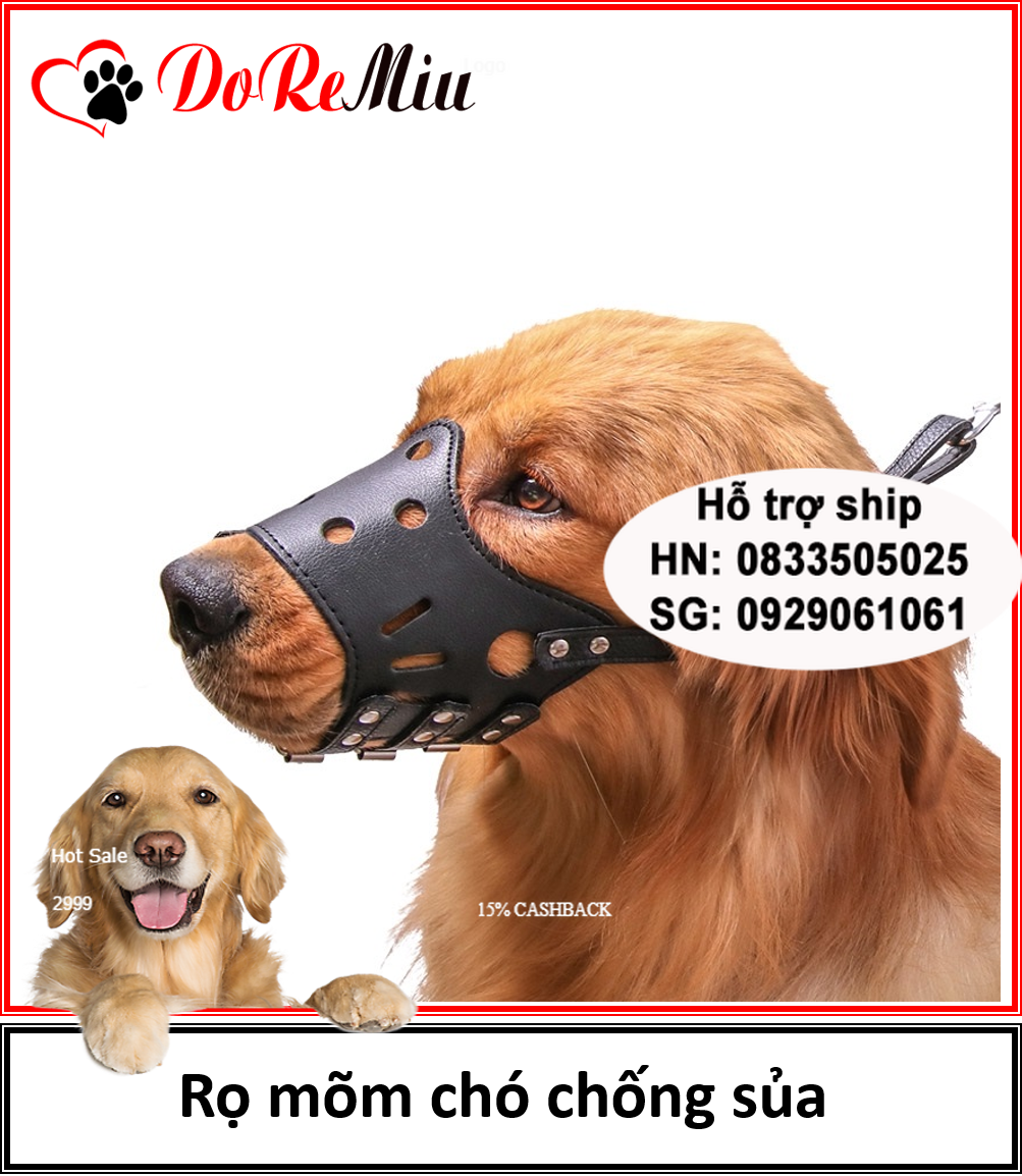 Doremiu - Rọ mõm chó bằng da kiểu chống sủa 5 size tùy thuộc vào kích cỡ mõm chó