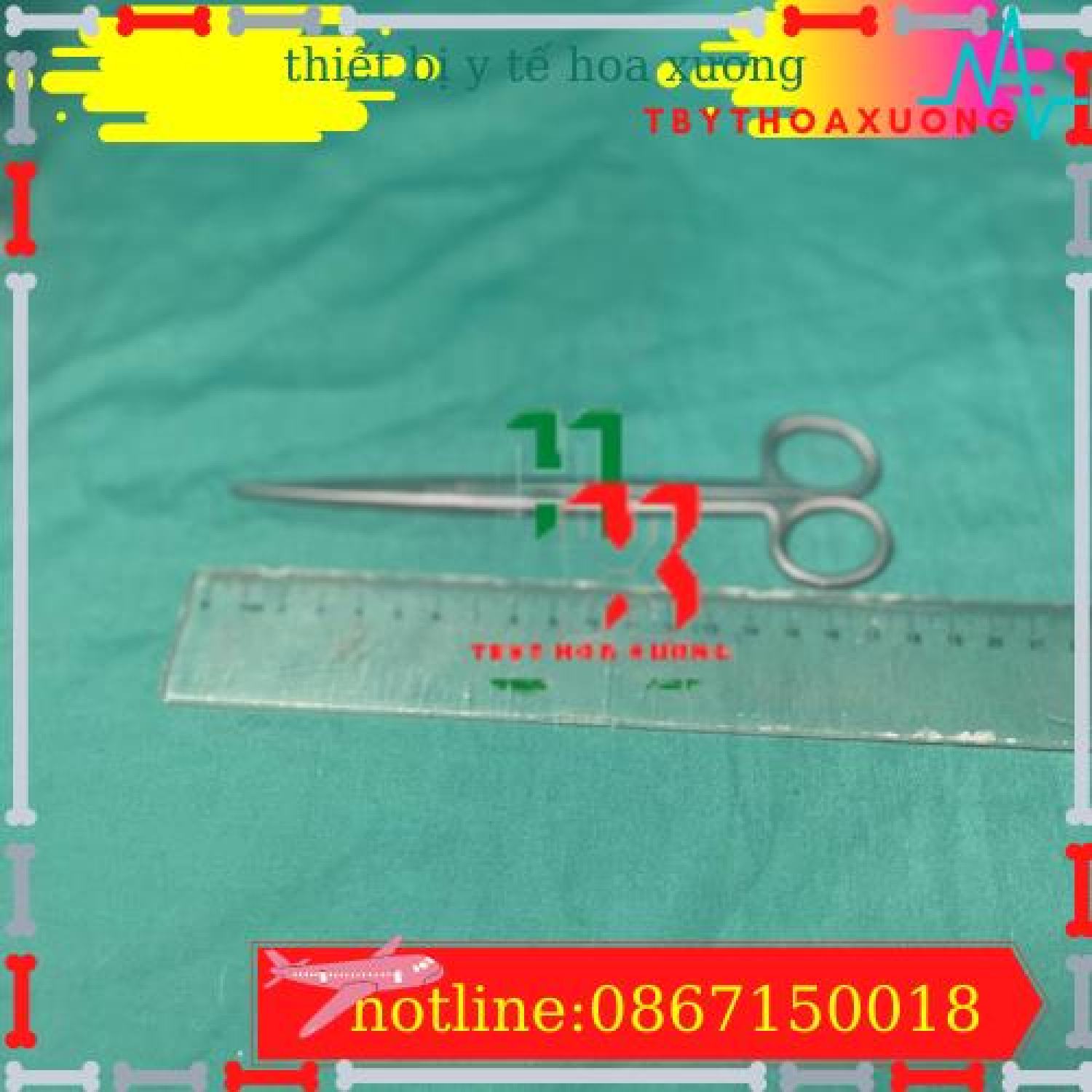 [Hàng Chính Hãng Parkistan] Kéo Y Tế Thẳng Nhọn 18cm- Kéo Cắt Chỉ
