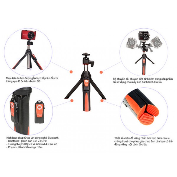 Chân máy Benro MK10 smart mini tripod (màu đỏ)