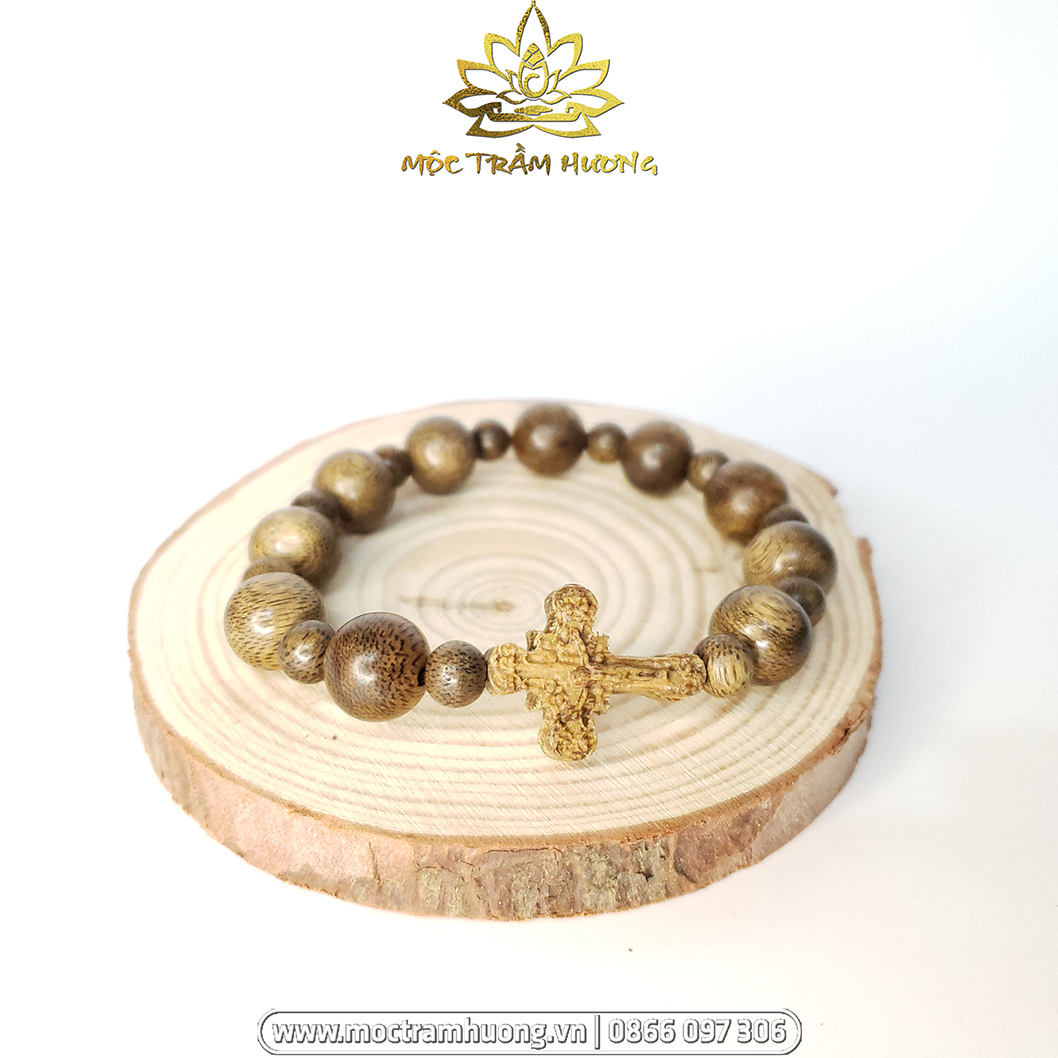 Vòng Tay Mân Côi Trầm Hương Tự Nhiên - Chuỗi Hạt Mân Côi 10mm (Nữ)/ 12mm (Nam) - 10 hạt Trầm Tốc Việt - mang lại may mắn (Tặng Lá Bồ Đề + Túi Đựng Vòng)
