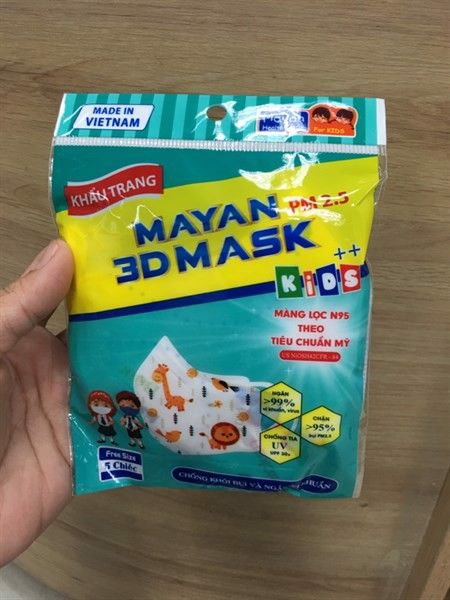 Khẩu Trang Trẻ Em 3D Mayan Gói 5 Cái