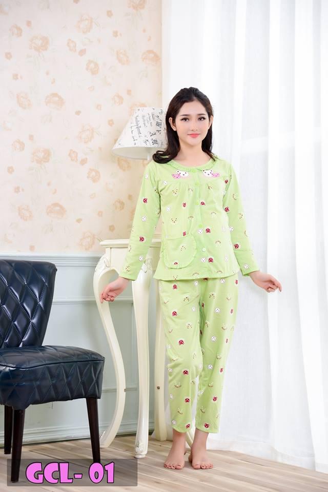 Bộ Bầu Và Sau Sinh Cài Cúc GC, Chất Cotton