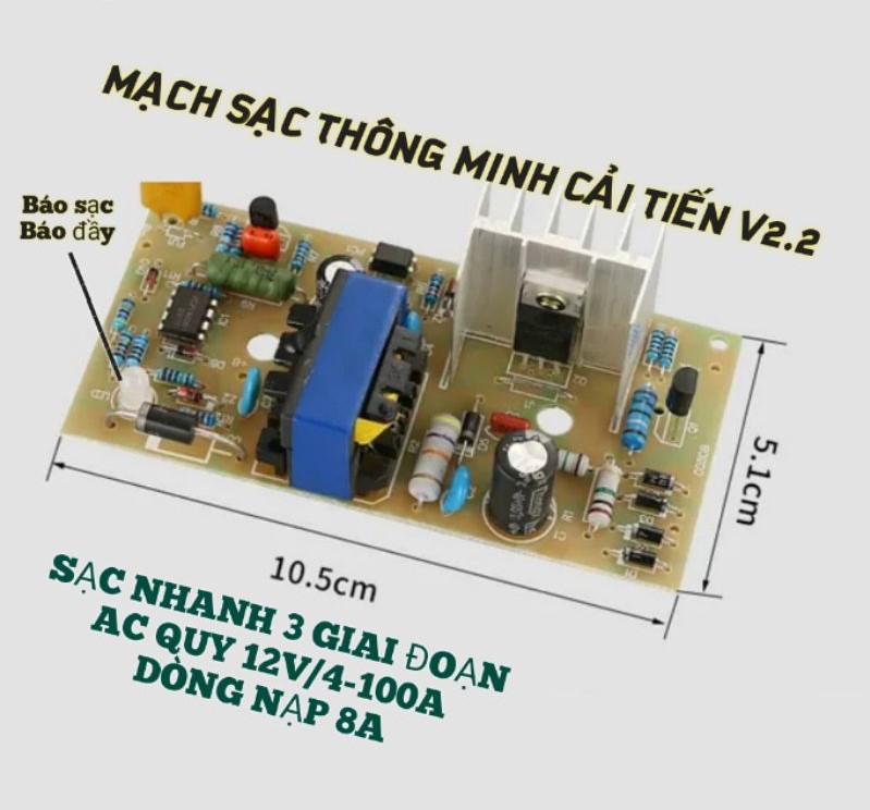 Mạch sạc ác quy và pin Lithium 12V/4-100A
