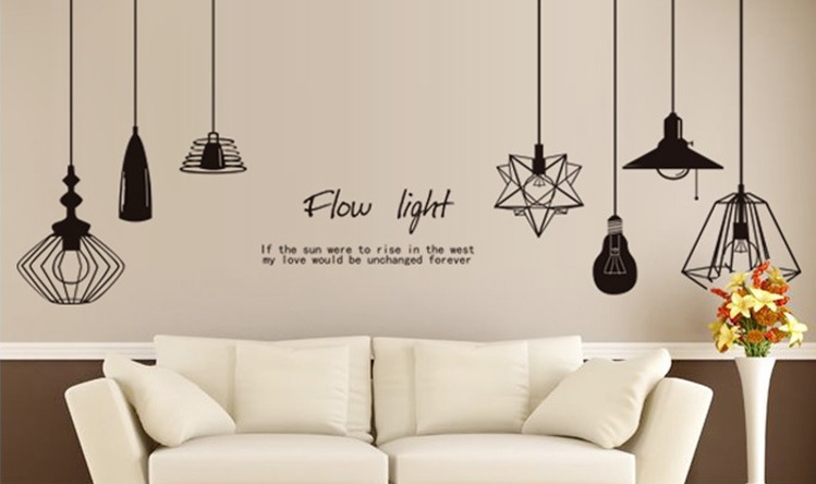Decal dán tường Dây đèn đen  - P12 - Vivadecal