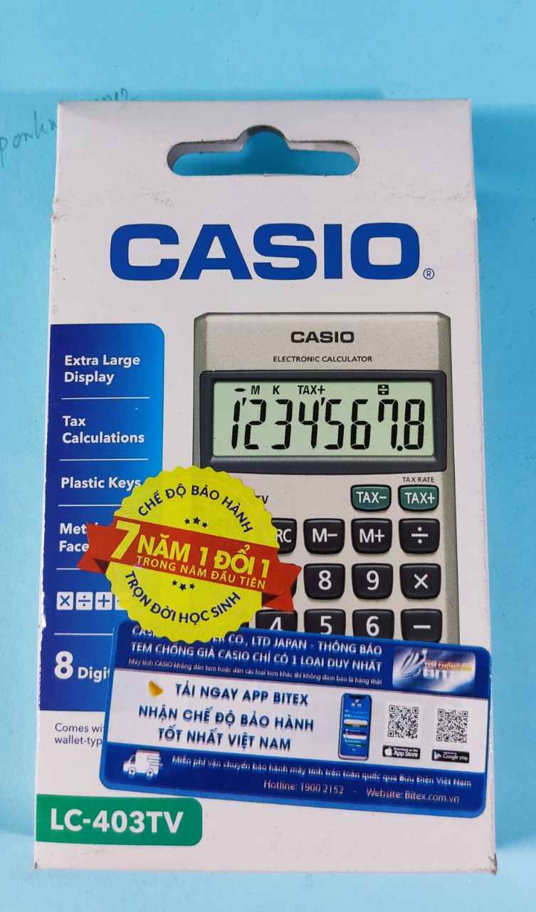 [HÀNG CHÍNH HÃNG] CASIO™ máy tính bỏ túi 8 số LC 403TV