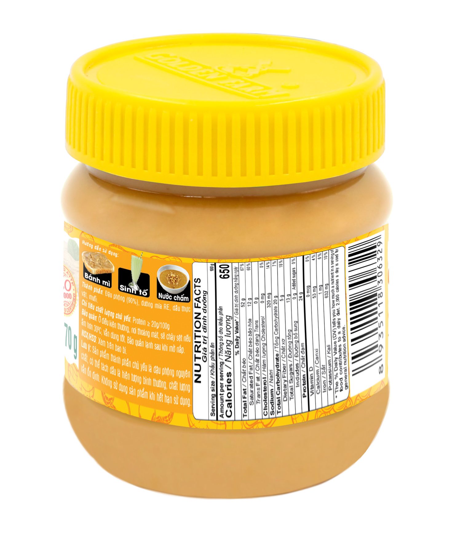 BƠ ĐẬU PHỘNG HẠT GOLDEN FARM 340GR