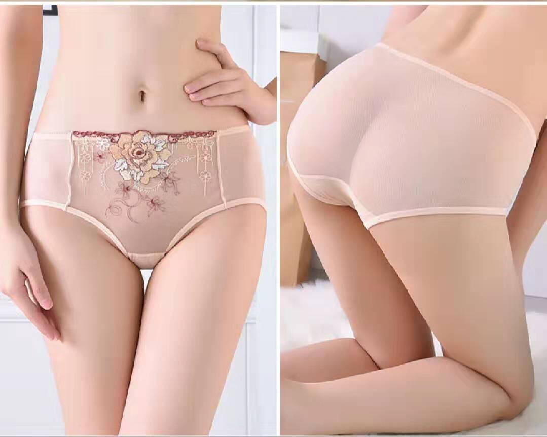 Combo 5 quần lót satin thêu hoa-NLS89