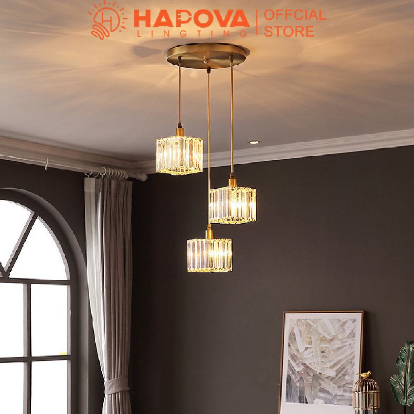 Đèn thả trần trang trí HAPOVA TISER bộ 3 pha lê 9575/3