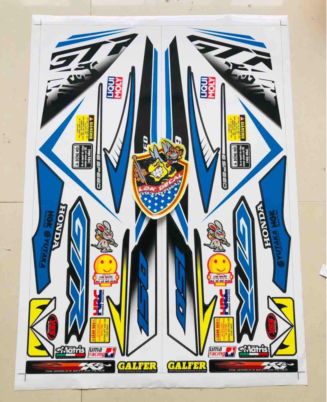 Tem rời Winner GTR trắng xanh
