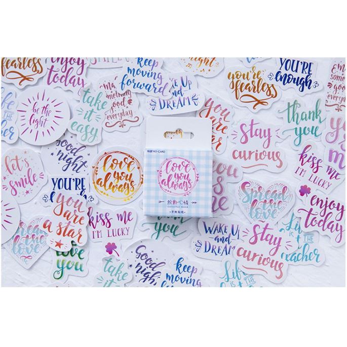 Bộ 46 sticker hàn quốc chữ viết dán trang trí e03