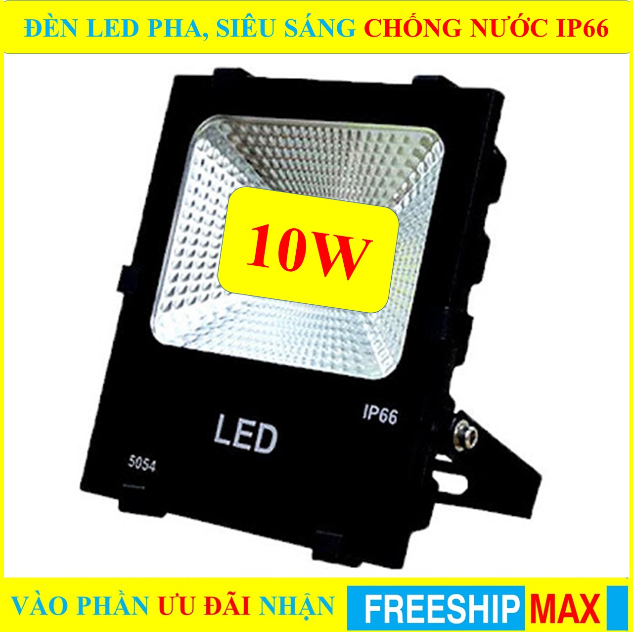 Đèn Pha LED Ngoài Trời Kín Nước IP66 ( BH 2 NĂM ) đủ công suất 300w 200w 150w 100w 50w 30w 20w 10w nguồn 220V ánh sáng Trắng, ánh sáng Vàng