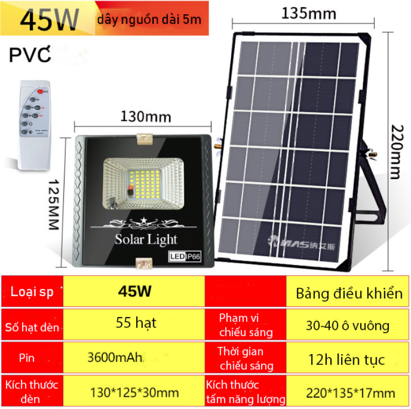 ĐÈN NĂNG LƯỢNG MẶT TRỜI 60W - CHỐNG THẤM NƯỚC - ĐỘ BỀN CAO - D1060