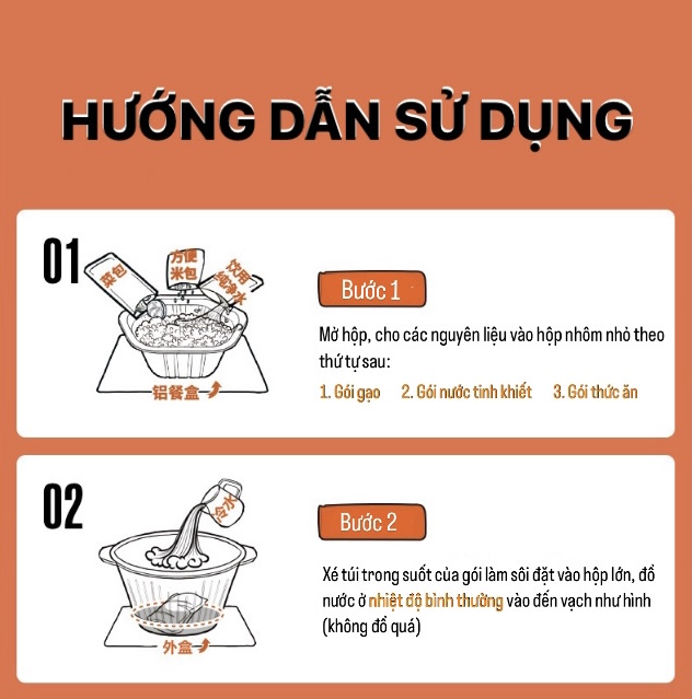Cơm tự sôi cơm ăn liền cơm lười giá rẻ Nhon Ăn Vặt