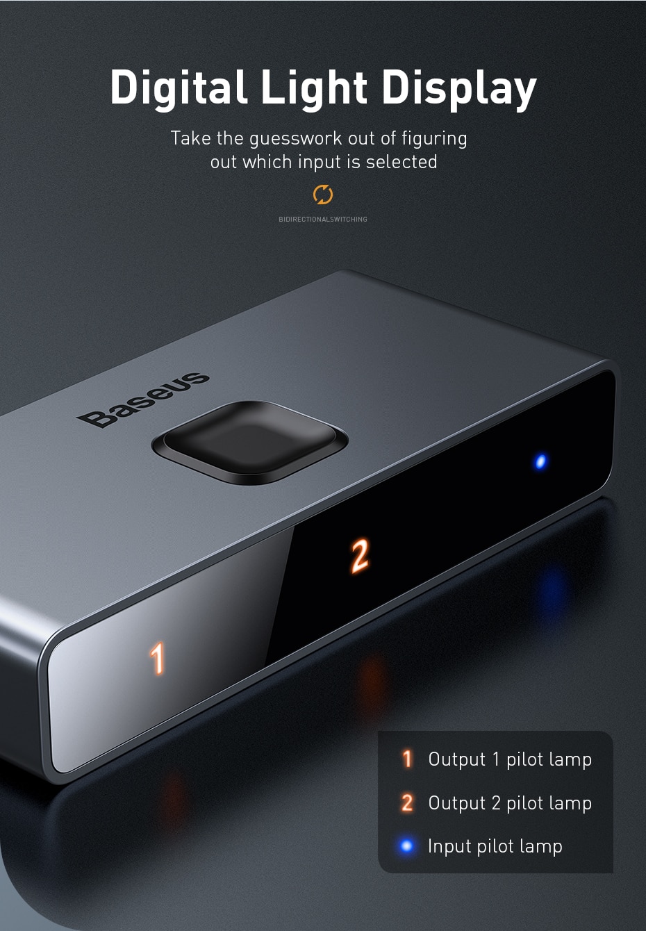 Thiết bị chia cổng HDMI 2 chiều Baseus Matrix HDMI Splitter - CAHUB-BC0G