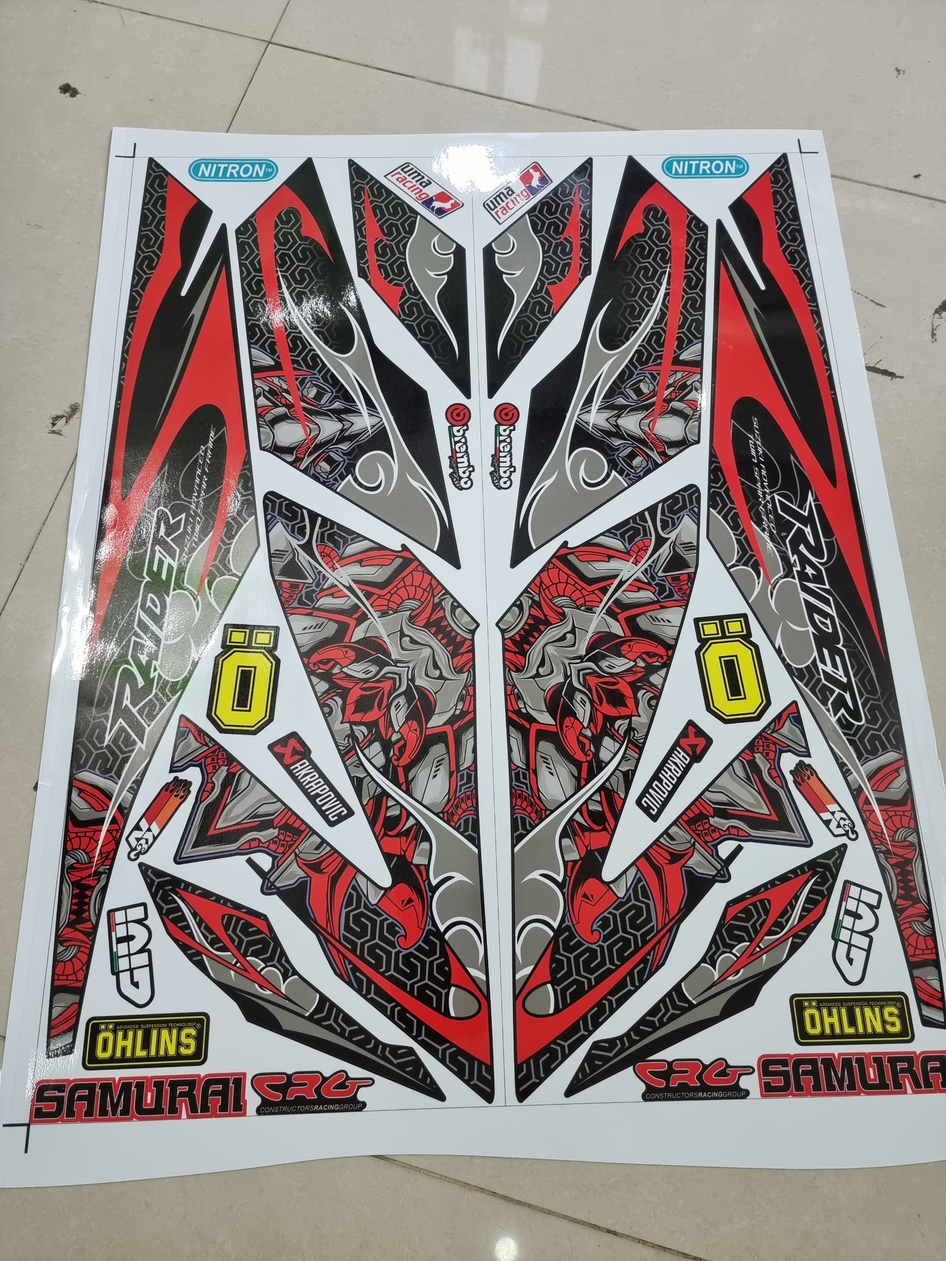 Tem xe raider fi samurai siêu ngầu tặng logo