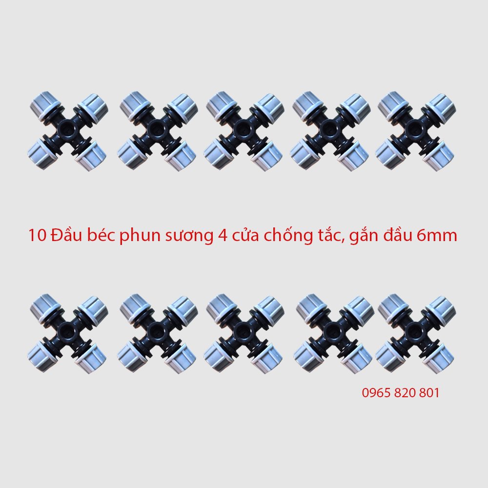 Bộ 10 đầu béc phun sương nâu 4 cửa chống tắc