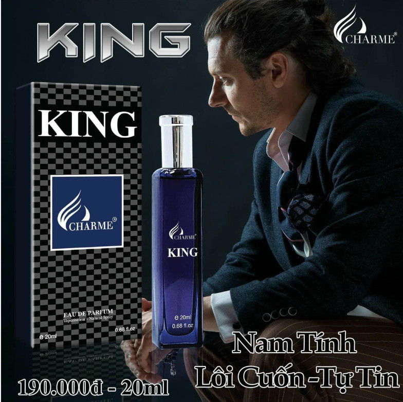 Nước hoa nam lưu hương lâu, Charme King, nước hoa chính hãng, hương gỗ hương đầy lôi cuốn, 20ml - 60 ML
