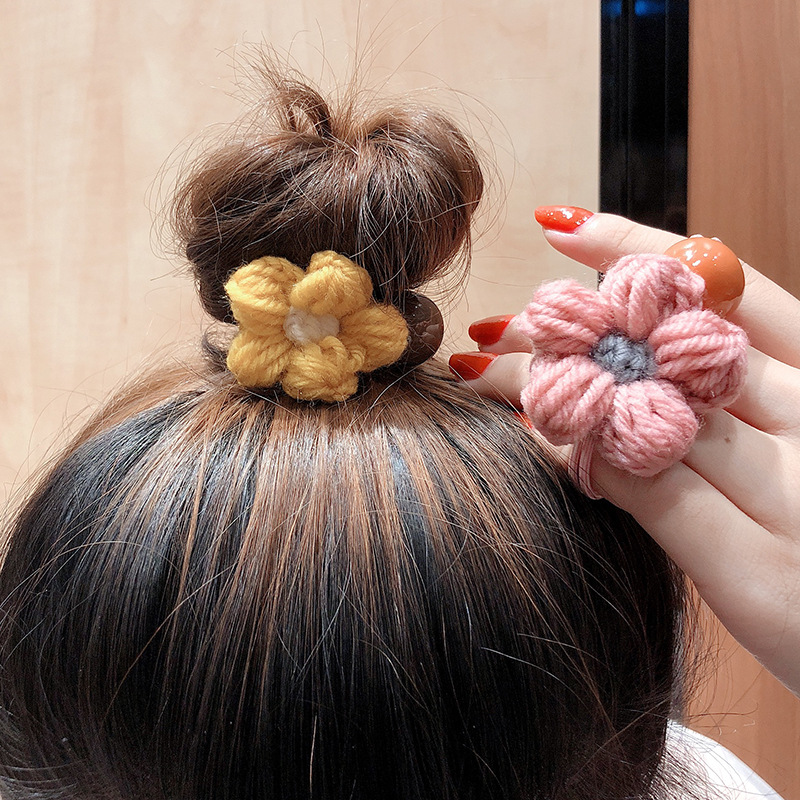(GIÁ SỈ) CỘT TÓC HOA LEN HÀNG XUẤT KOREA XINH XẮN (NHIỀU MÀU)