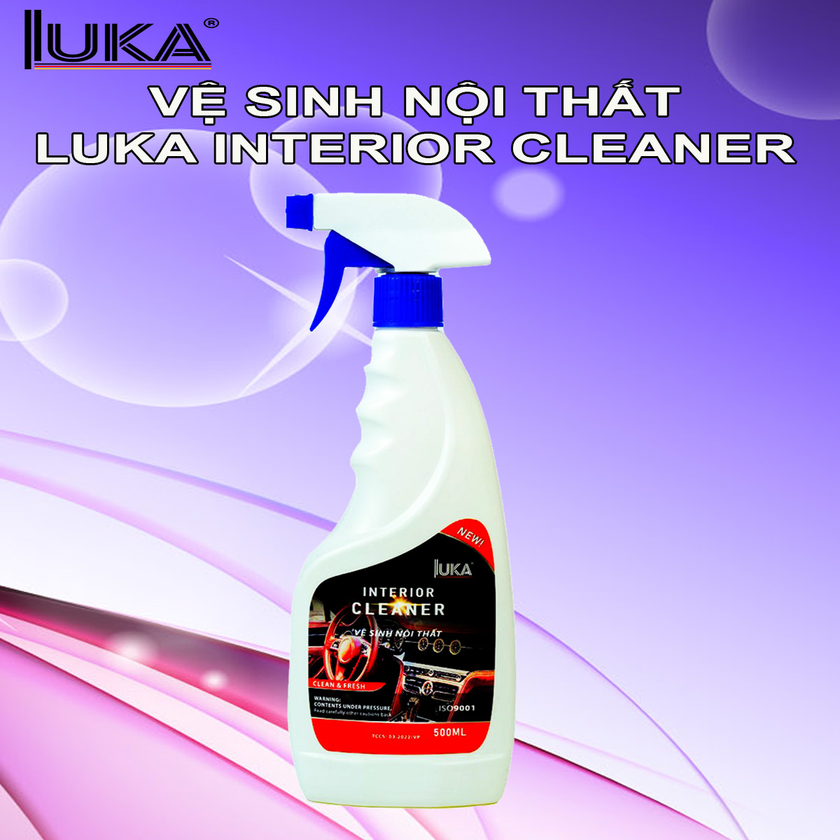 Dung dịch vệ sinh nội thất ô tô 500ml - Vệ sinh ghế da, tẩy vệ sinh trần nỉ, vệ sinh ô tô, vệ sinh nội thất gốc nước, vệ sinh xe hơi, xịt vệ sinh xe