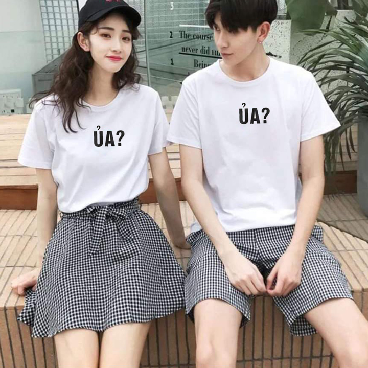 Áo Thun Đôi Tình Nhân In Chữ ỦA M6603