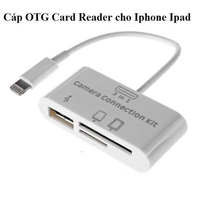 Cáp OTG Lightning hỗ trợ đọc thẻ nhớ cho Ipad