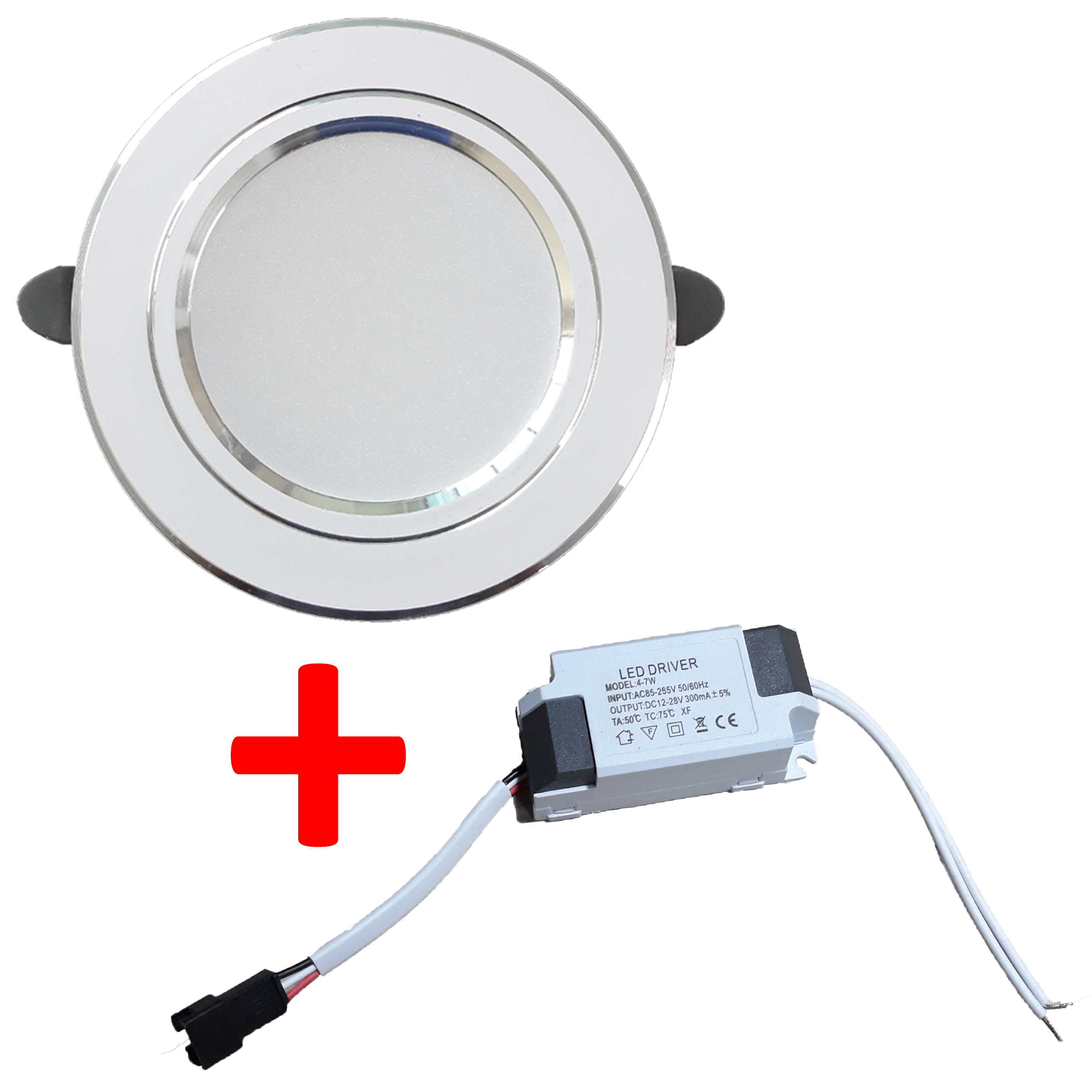 Đèn led âm trần 7w viền Bạc 3 chế độ - Phi 90