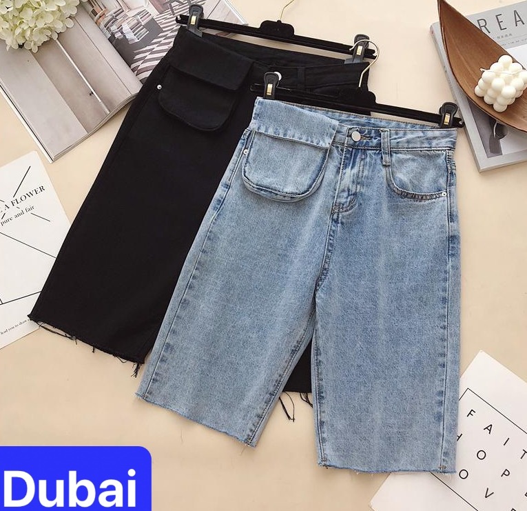 QUẦN SHORT SỌT JEAN LỬNG KIỂU NGỐ NỮ CHẤT BÒ XANH TÚI HỘP LƯNG CAO NÂNG MÔNG DB-206 - DUBAI FASHION