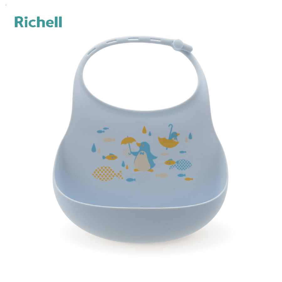 Yếm ăn dặm Richell silicone xanh