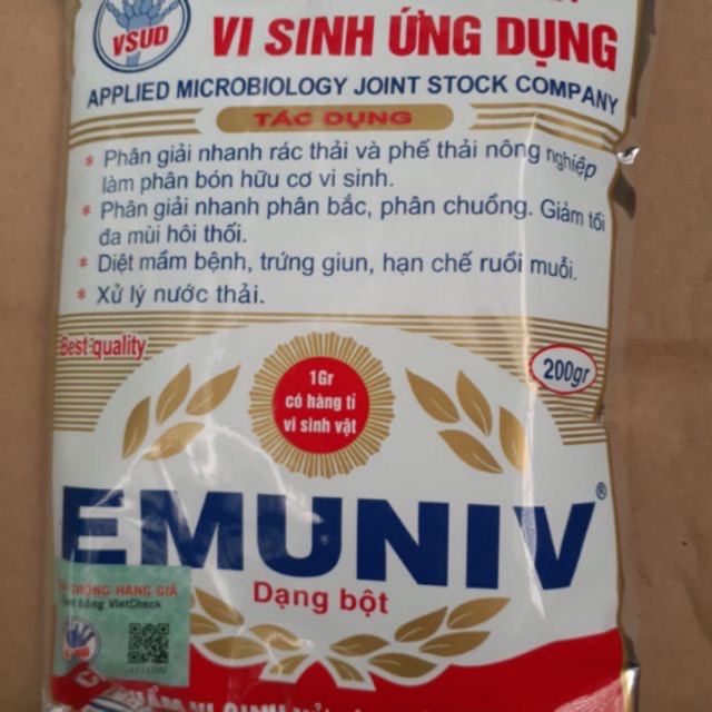 Chế phẩm vi sinh xử lý phế thải hữu cơ emuniv gói 200gr