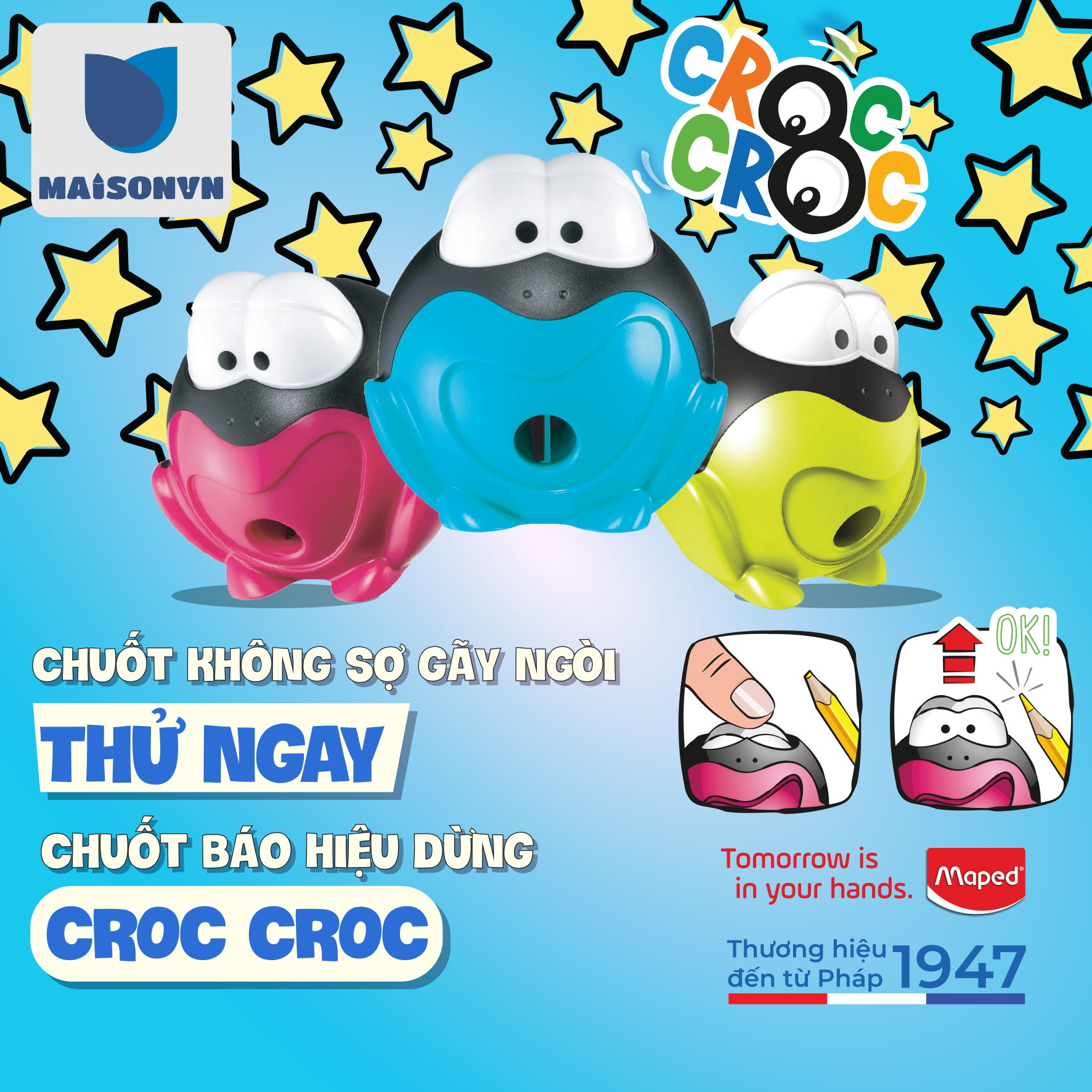 MAPED - Chuốt chì Ếch CROC CROC báo hiệu dừng - 1 vỉ