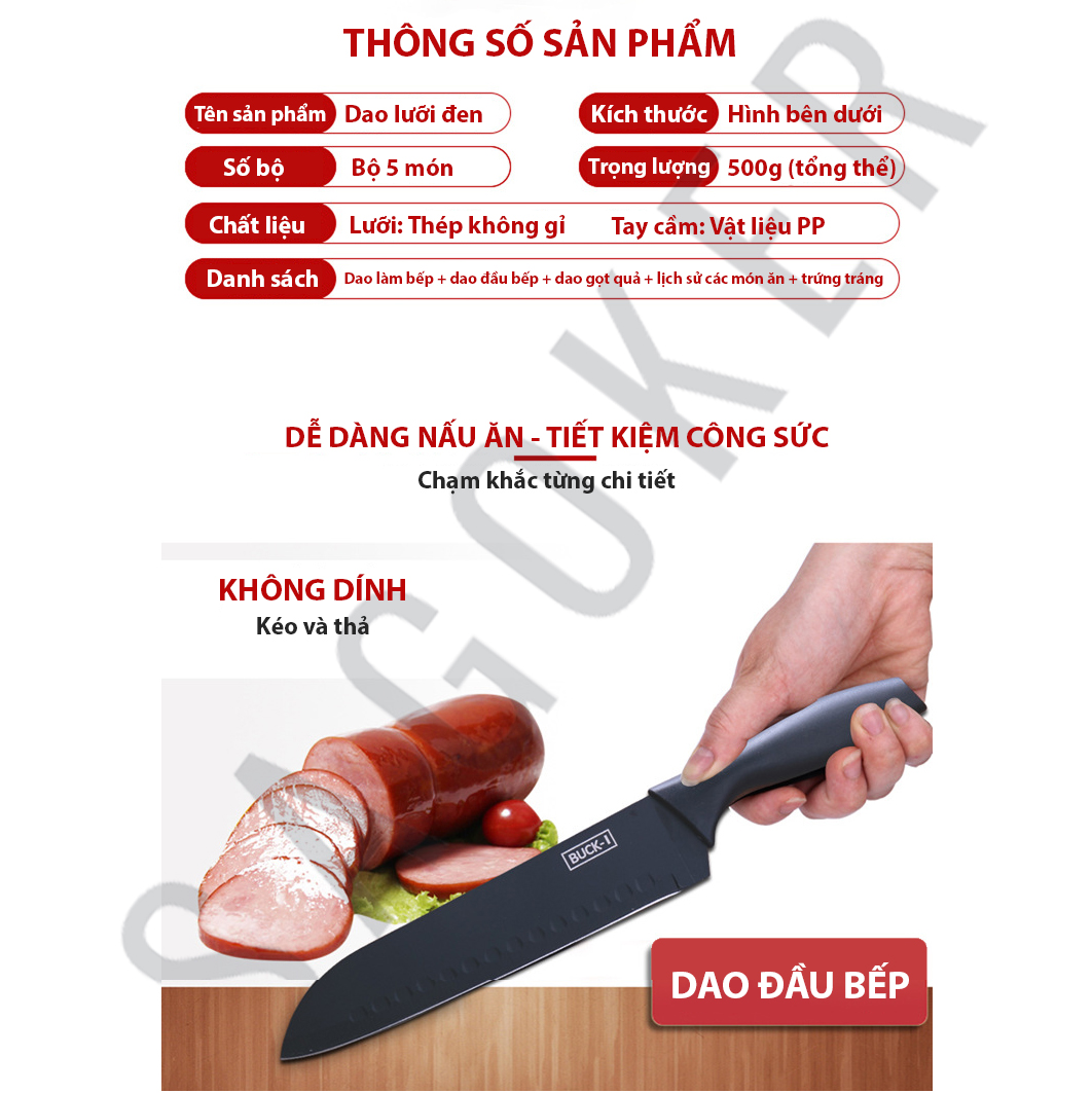 Bộ dao làm bếp 5 món BUCK-I