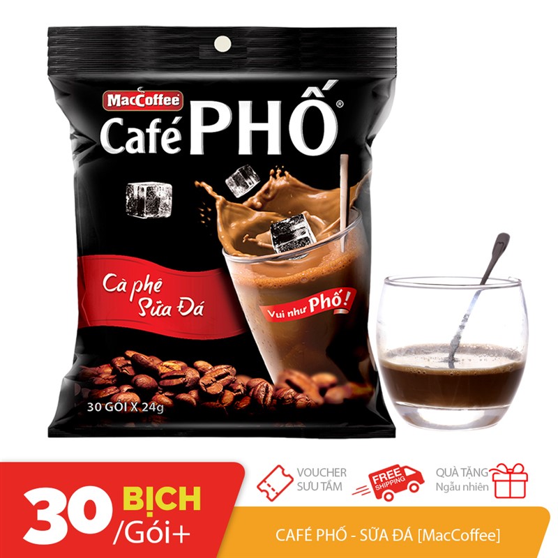 Hộp cà phê sữa đá café phố 10 gói x 24g maccoffee