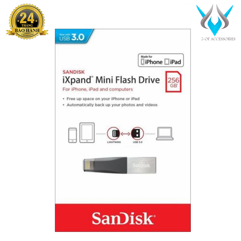 Bảng giá USB 3.0 OTG SanDisk iXpand™ Mini 256GB Flash Drive - dành cho iphone/ipad (Bạc) - Phụ Kiện 1986 Phong Vũ