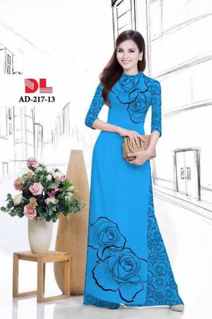 [HCM]Vải áo dài in hoa hồng vẽ