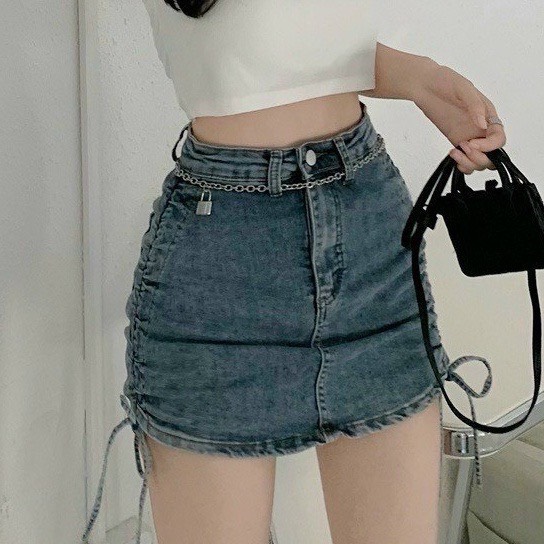 Chân váy jean rút hai bên xịn