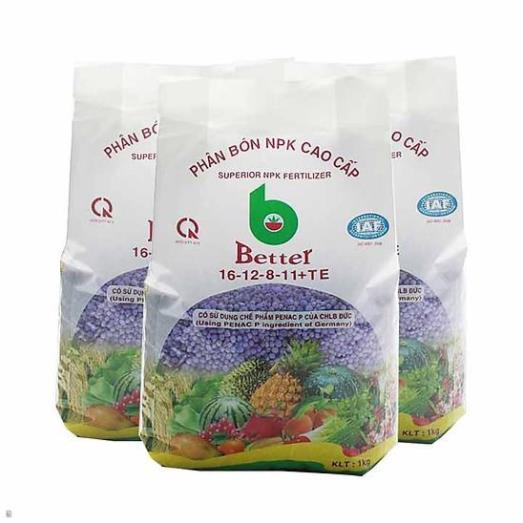 Phân bón Better NPK tím 16-12-8-11+TE 1kg/gói Chuyên dùng cây ăn trái, bonsai trồng chậu
