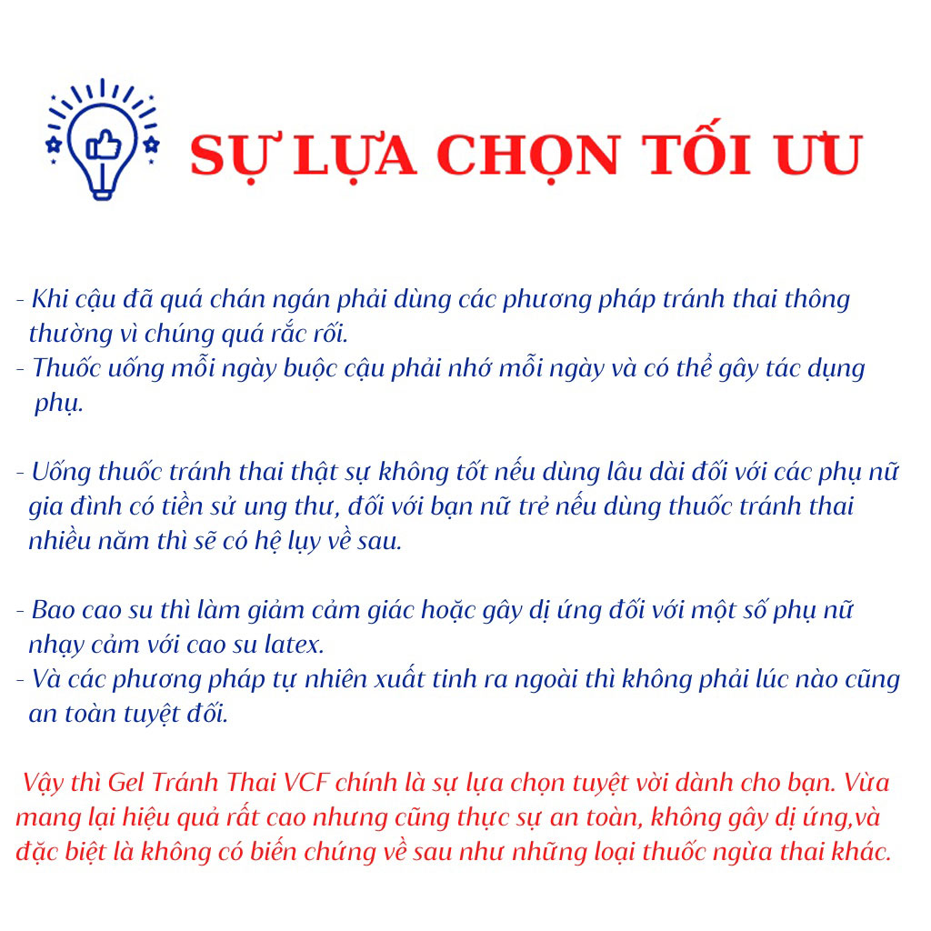 [Bán Lẻ] Gel tránh thai VCF lẻ 1 ống [Chính hãng USA - Date xa]