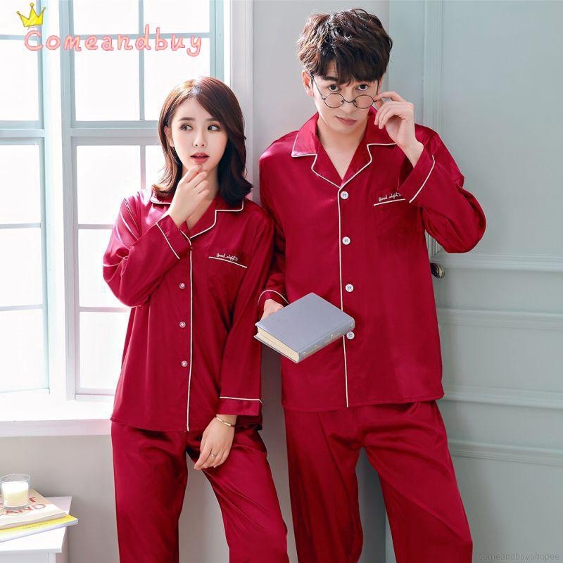 Đồ ngủ lụa mỏng tay dài cho cặp đôi HOT ●9/16✌
