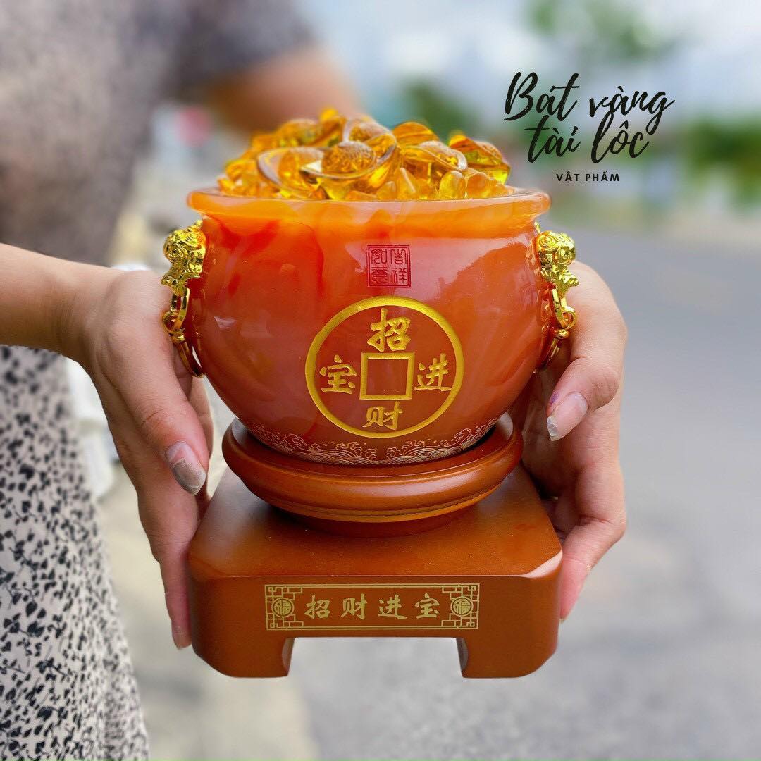 Thố đá ngọc cẩm thạch xanh - Cao 18cm