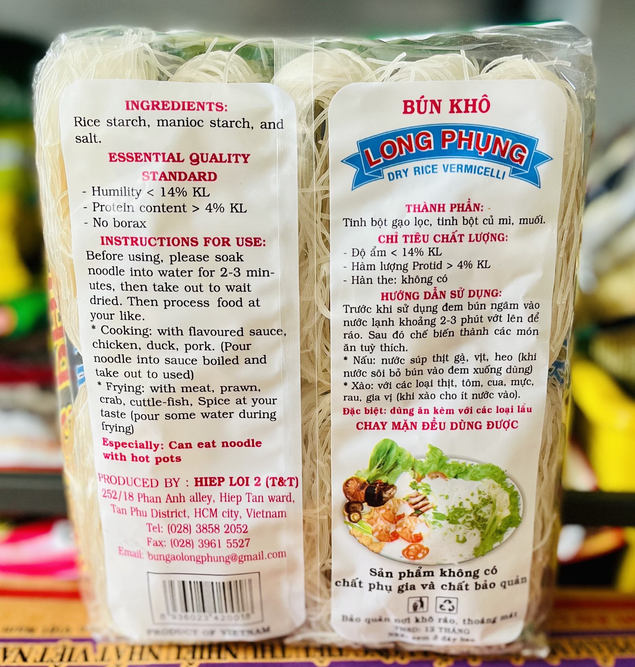 Bún gạo khô Long Phụng dạng gói (500g)/dạng 10 vắt (400g)